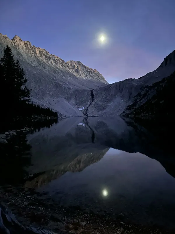 Moonlit lake in the High Sierras